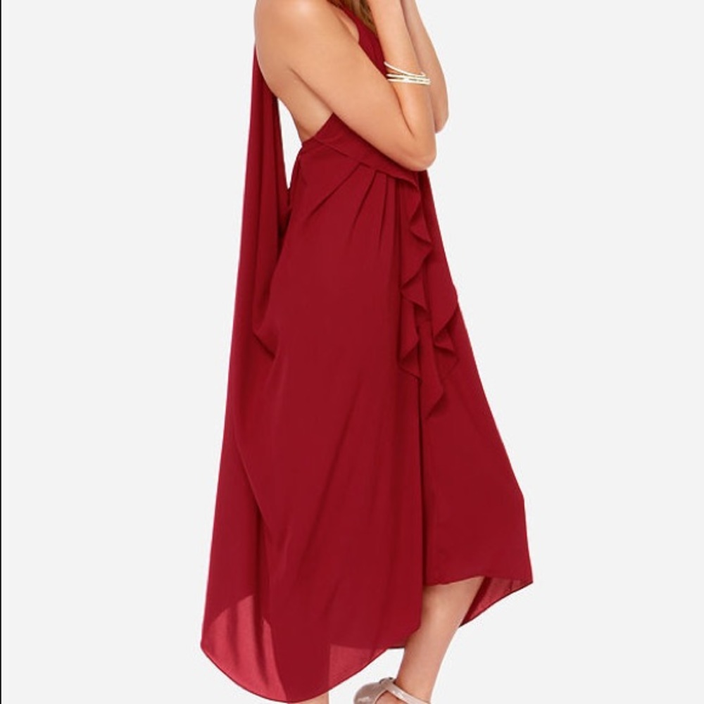 Burgundy/Wine colored open back formal dress